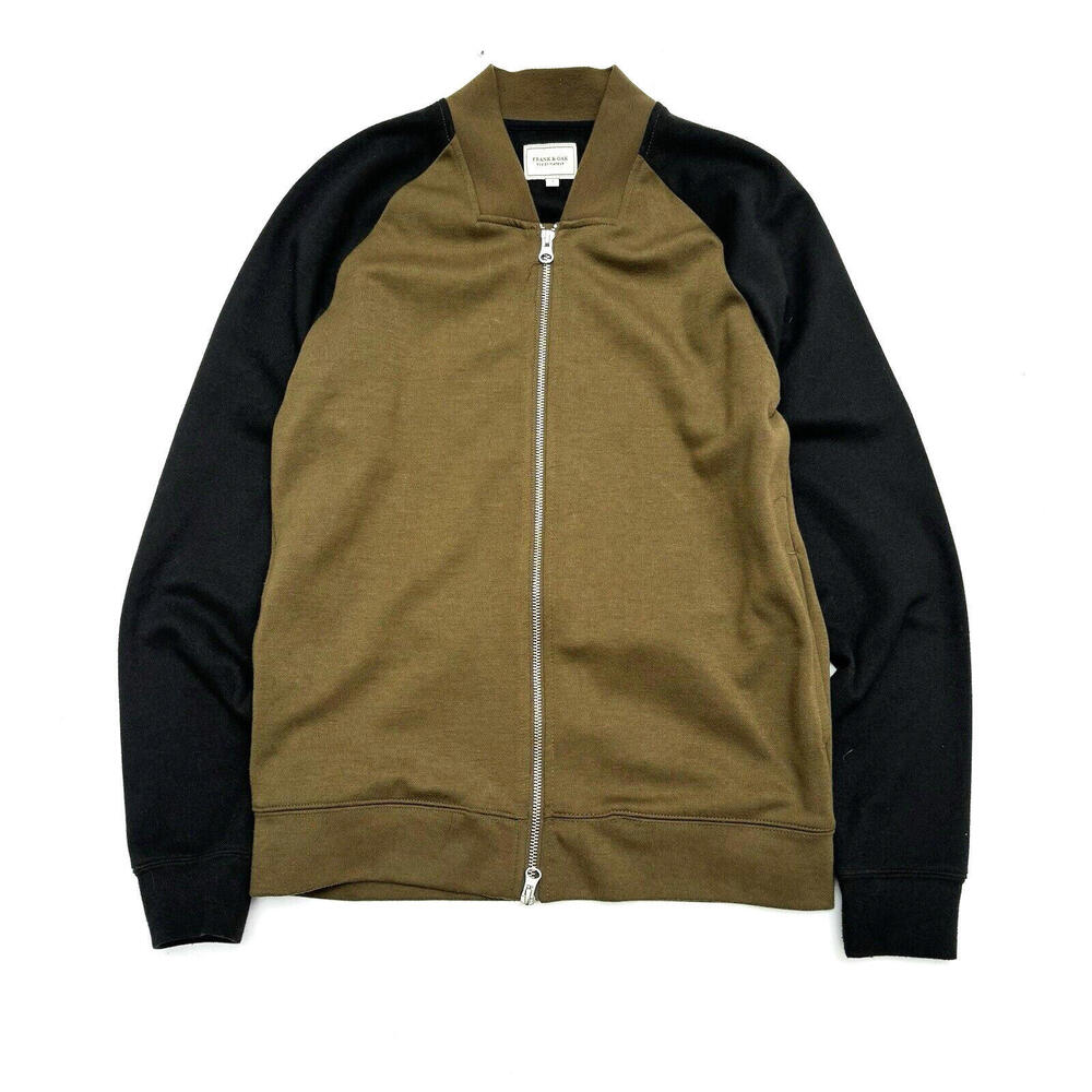 Frank & Oak Men's Small Two Tone Brown Black Full Double Zip Mock Neck Jacket
